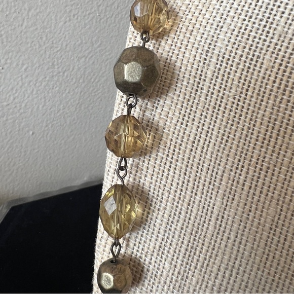 Beautiful Antiqued Gray Green Tone Beaded Long Chain Necklace - Picture 8 of 8